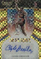 2020 Panini Select in Flight Signatures #CDX Clyde Drexler Gold Prizm Basketball Card