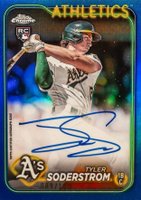 2024 Topps Chrome Rookie Autographs #RATSO Tyler Soderstrom Blue Refractor Baseball Card