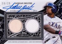 2023 Topps Sterling Sterling Seasons Autograph Relics #SSARBEL Adrian Beltre Baseball Card