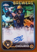 2024 Topps Chrome Rookie Autographs #RAJC Jackson Chourio Gold Refractor Baseball Card