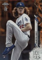 2020 Ben Baller Chrome #176 Dustin May Orange Refractor Baseball Card