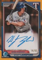 2024 Bowman Chrome Prospect Autographs #CPAWLA Wyatt Langford Hta Gold Lava Refractor Baseball Card