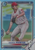 2021 Bowman Draft #BDC10 Andrew Painter Chrome-Sky Blue Refractor Baseball Card