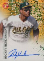 2022 Topps Pristine Pristine Autographs #PA-RHE Rickey Henderson Gold Refractor Baseball Card