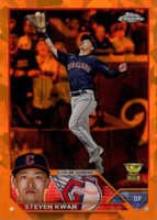 2023 Topps Chrome Sapphire #116 Steven Kwan Orange Baseball Card
