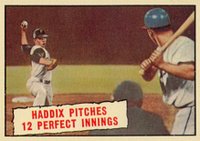 1961 Topps #410 Haddix Pitches 12 Perfect Innings Baseball Thrills Baseball Card