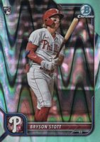2022 Bowman Chrome #93 Bryson Stott Aqua Raywave Refractor Baseball Card