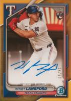 2024 Bowman Chrome Chrome Rookie Autographs #CRAWL Wyatt Langford Gold Refractor Baseball Card