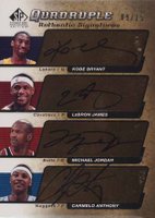 2004 SP Authentic SP Quadruple Signatures #BJJA Kobe Bryant/LeBron James/Michael Jordan/Carmelo Anthony Basketball Card