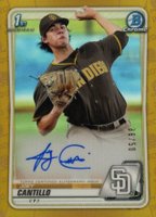 2020 Bowman Chrome Prospect Autographs #CPAJC Joey Cantillo Gold Refractor Baseball Card