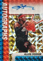 2020 Panini Mosaic Autographs Mosaic #AIV Allen Iverson Fusion Red & Yellow Basketball Card