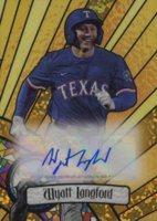 2023 Bowman Draft Bowman Glass Autograph #BGAWL Wyatt Langford Gold Mini Diamond Baseball Card