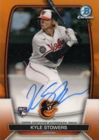 2023 Bowman Chrome Rookie Autographs #CRAKS Kyle Stowers Orange Refractor Baseball Card