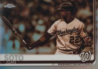 2019 Topps Chrome #155 Juan Soto Bat in One Hand-Sepia Refractor Baseball Card