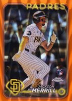 2024 Topps Chrome #207 Jackson Merrill Orange Raywave Refractor Baseball Card