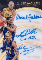 2015 Panini Immaculate Collection Trio Autographs #18 Karl Malone/Kareem Abdul-Jabbar/Kobe Bryant Basketball Card