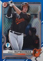 2021 Bowman 1st Edition #BFE121 Adley Rutschman Blue Foil Baseball Card