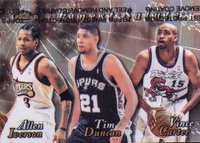 1999 Finest Salute #FS1 Allen Iverson/Tim Duncan/Vince Carter w/Coating Basketball Card