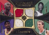 2008 Ultimate Collection Legends Foursome Jerseys #LGND Michael Jordan/Bill Russell/Magic Johnson/Larry Bird Basketball Card