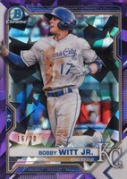 2021 Bowman Sapphire Edition Chrome Prospects #BCP1 Bobby Witt Jr. Purple Baseball Card