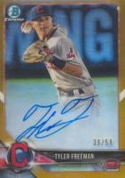 2018 Bowman Chrome Prospects Autographs #BCPATF Tyler Freeman Gold Refractor Baseball Card