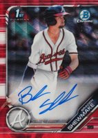2019 Bowman Draft Chrome Draft Picks Autograph #CDABSH Braden Shewmake Red Wave Refractor Baseball Card