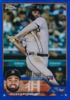 2023 Topps Chrome #182 Riley Greene Blue Refractor Baseball Card