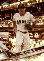 2017 Topps Chrome #200 Mike Trout White Jersey-Sepia Refractor Baseball Card