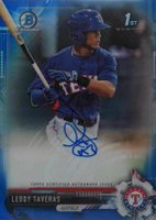 2017 Bowman Chrome Prospect Autograph #LT Leody Taveras Blue Refractor Baseball Card