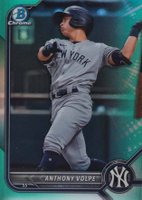 2022 Bowman Chrome Prospects #BCP182 Anthony Volpe Aqua Refractor Baseball Card
