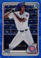 2020 Bowman Chrome Prospects #BCP141 Brennen Davis Blue Shimmer Baseball Card