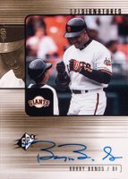 2000 SPx Signature #X-BB Barry Bonds Baseball Card