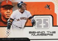 2001 Fleer E-X Behind the Numbers # Barry Bonds Jersey Baseball Card