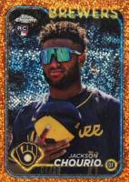 2024 Topps Chrome #161 Jackson Chourio Variation-Orange Speckle Refractor Baseball Card