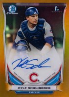 2014 Bowman Chrome Draft Pick Autograph #KS Kyle Schwarber Gold Refractor Baseball Card