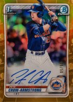 2020 Bowman Draft Chrome Draft Picks Autographs #CDAPC Pete Crow-Armstrong Gold Refractor Baseball Card