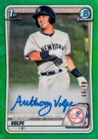 2020 Bowman Chrome Prospect Autographs #CPAAV Anthony Volpe Green Refractor Baseball Card