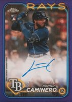 2024 Topps Chrome Rookie Autographs #RAJCA Junior Caminero Purple Refractor Baseball Card
