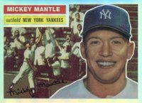 1996 Topps Mantle Finest #6 1956 Topps Reprint Refractor Baseball Card