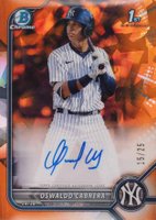 2022 Bowman Sapphire Edition Chrome Prospect Autographs #OC Oswaldo Cabrera Orange Baseball Card