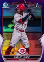 2023 Bowman Chrome Prospects #BCP120 Carlos Jorge Purple Refractor Baseball Card