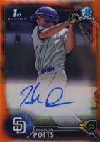 2016 Bowman Draft Chrome Draft Picks Autographs #CDAHS Hudson Potts Orange Refractor Baseball Card