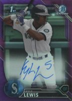 2016 Bowman Draft Chrome Draft Picks Autographs #CDAKL Kyle Lewis Purple Refractor Baseball Card