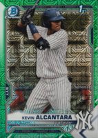2021 Bowman Mega Box Chrome #BCP97 Kevin Alcantara Green Refractor Baseball Card