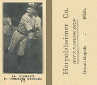 1916 Herpolsheimer Co. #110 Al. Mamaux Baseball Card