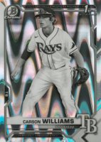 2021 Bowman Draft #BDC180 Carson Williams Chrome-Black & White Raywave Refractor Baseball Card