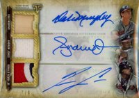 2020 Topps Triple Threads Autograph Relic Combo #FAA Andruw Jones/Dale Murphy/Ronald Acuna Jr. Gold Baseball Card