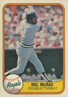 1981 Fleer #41 Hal McRae Royals in Dark Blue On Front Baseball Card