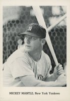 1962 Jay Publishing Photos-Type 2 # Mickey Mantle Batting, Pose to Chest, One Ear Showing, Cropped Bat Baseball Card