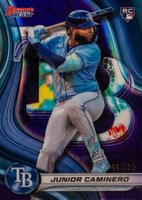 2024 Bowman's Best #62 Junior Caminero Purple Refractor Baseball Card